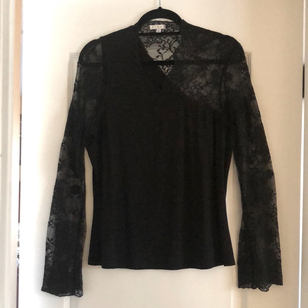 Black lace long sleeve top